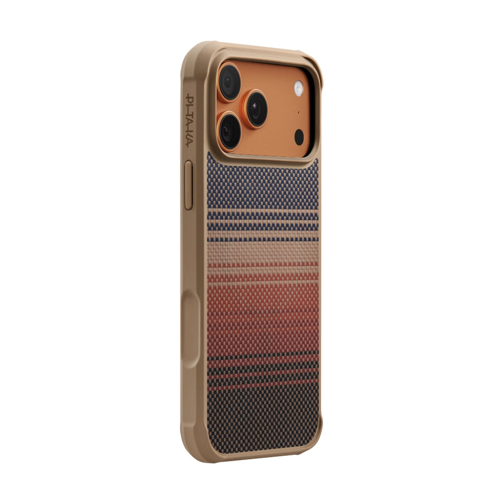 Pitaka Tactile Woven Sunset-Moonrise Aramid Pro Guard Serisi iPhone 17 Pro Max M-safe Şarj Özellikli Kılıf Pitaka Tactile Woven Sunset-Moonrise Aramid Pro Guard Serisi iPhone 17 Pro Max M-safe Şarj Özellikli Kılıf